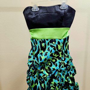 Leopard Teal/Black Homecoming Dress
